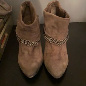 Ash suede taupe heeled booties